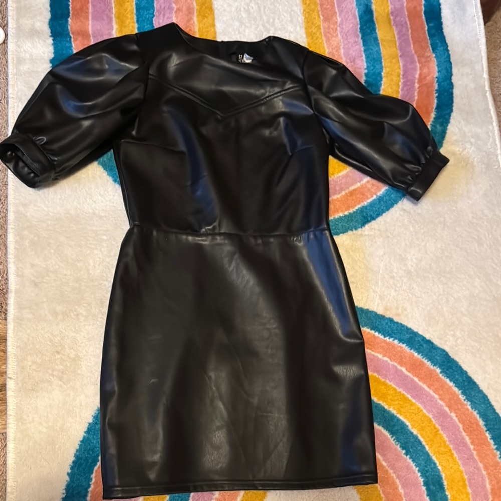 Black Faux Leather Dress